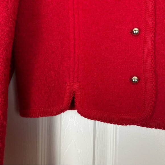 Vintage Carroll Reed Dark Red Boiled Wool Cardigan Jacket Size 10 - Picture 2 of 6